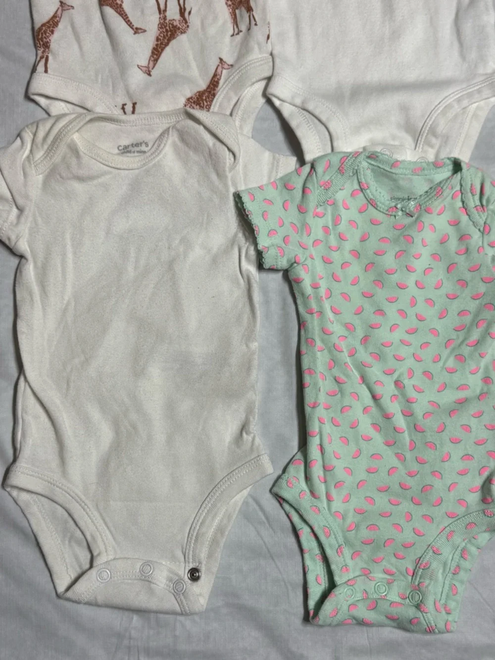 Carter's Baby Girl Short Sleeve Onesies Bodysuits Bundle Size 0-3 Months
